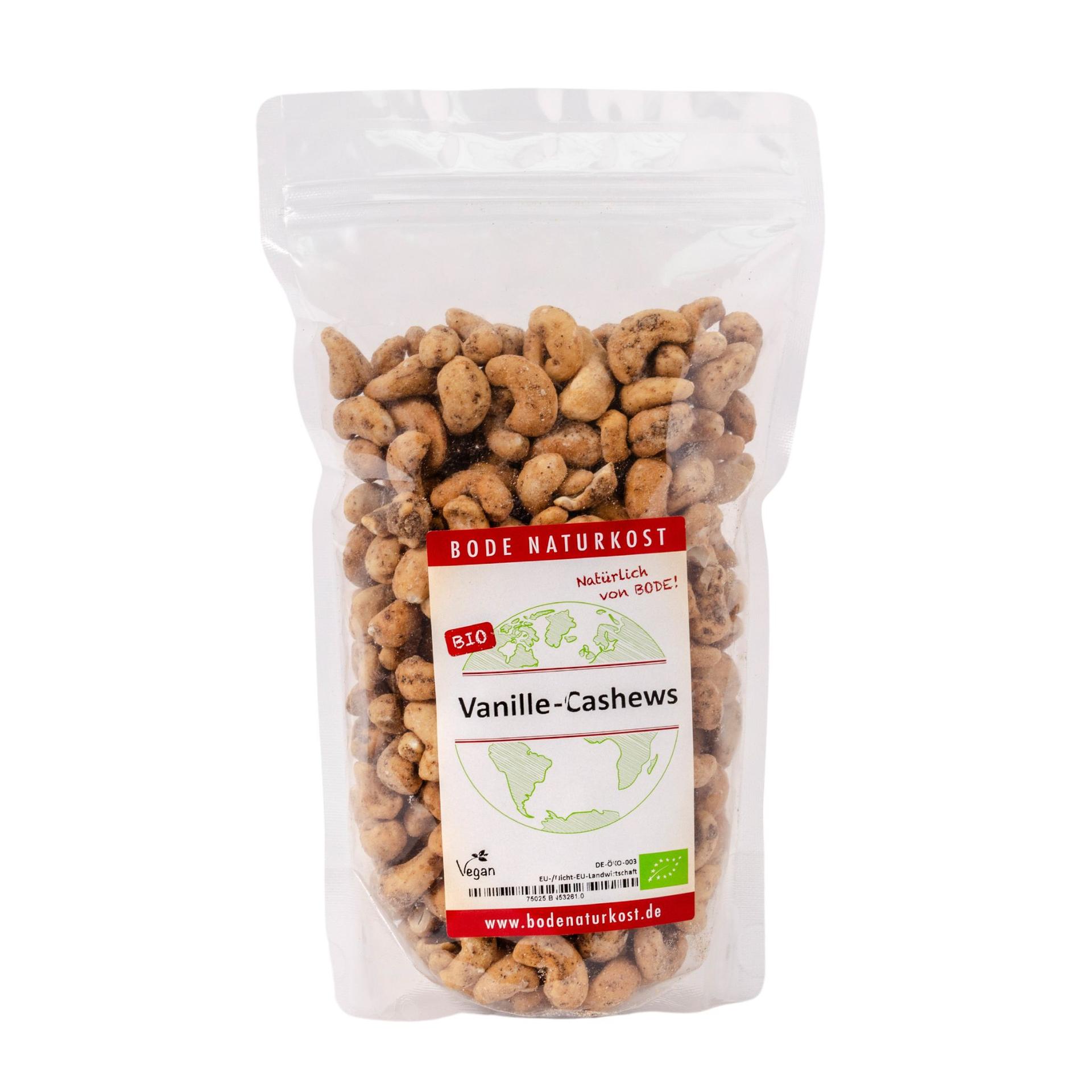 Waniliowe orzeszki kaju - Orzeszki kaju prazone, delikatnie slodzone z wanilia, ekologiczne 500g