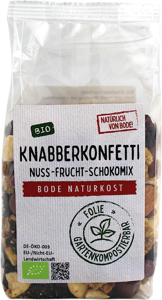 Knabberkonfetti - Mieszanka owocowo-orzechowo-czekoladowa bio rozkladalny worek 6x175g