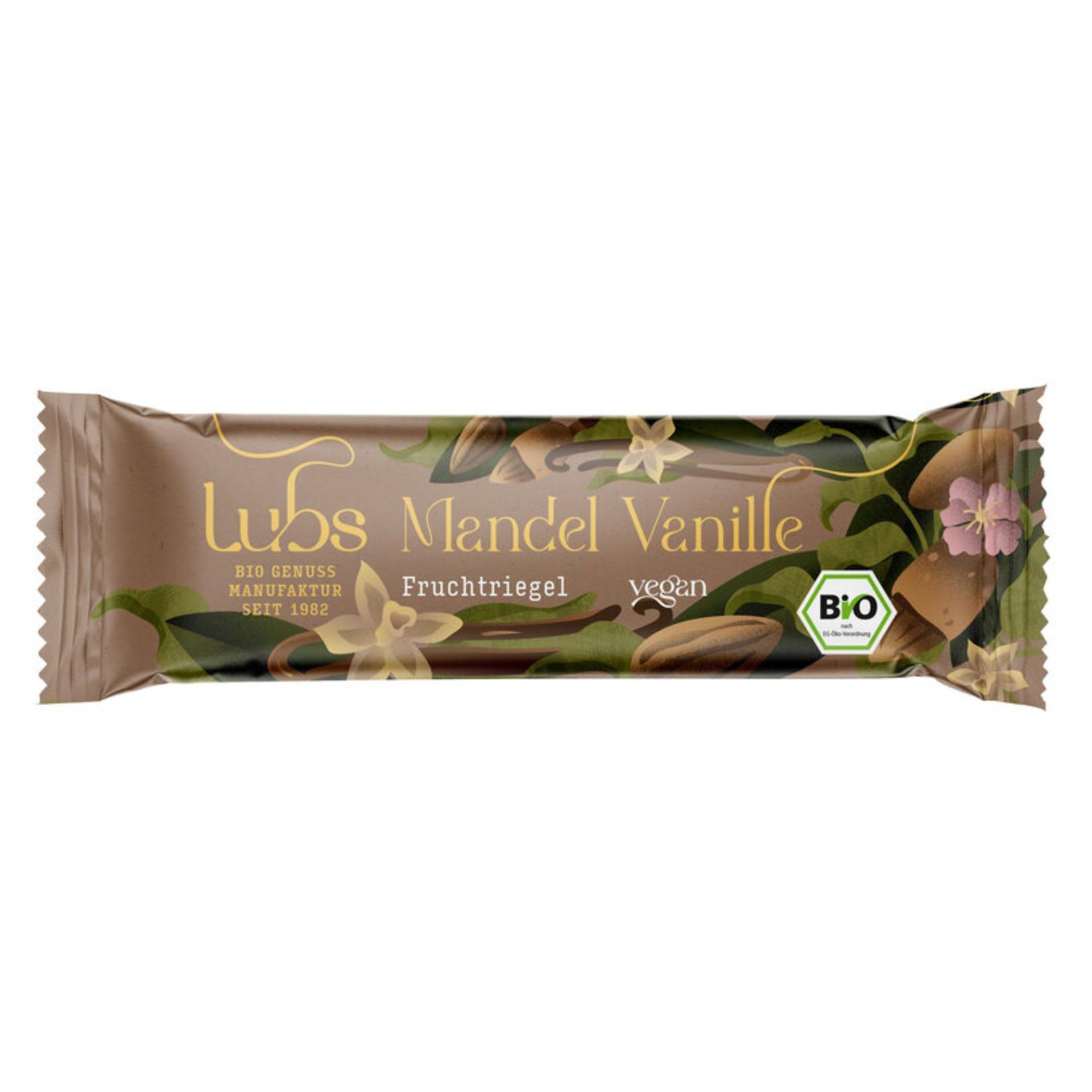 Ekologiczne, bezglutenowe paski owocowe z migdalami i wanilia Lubs 24x40g