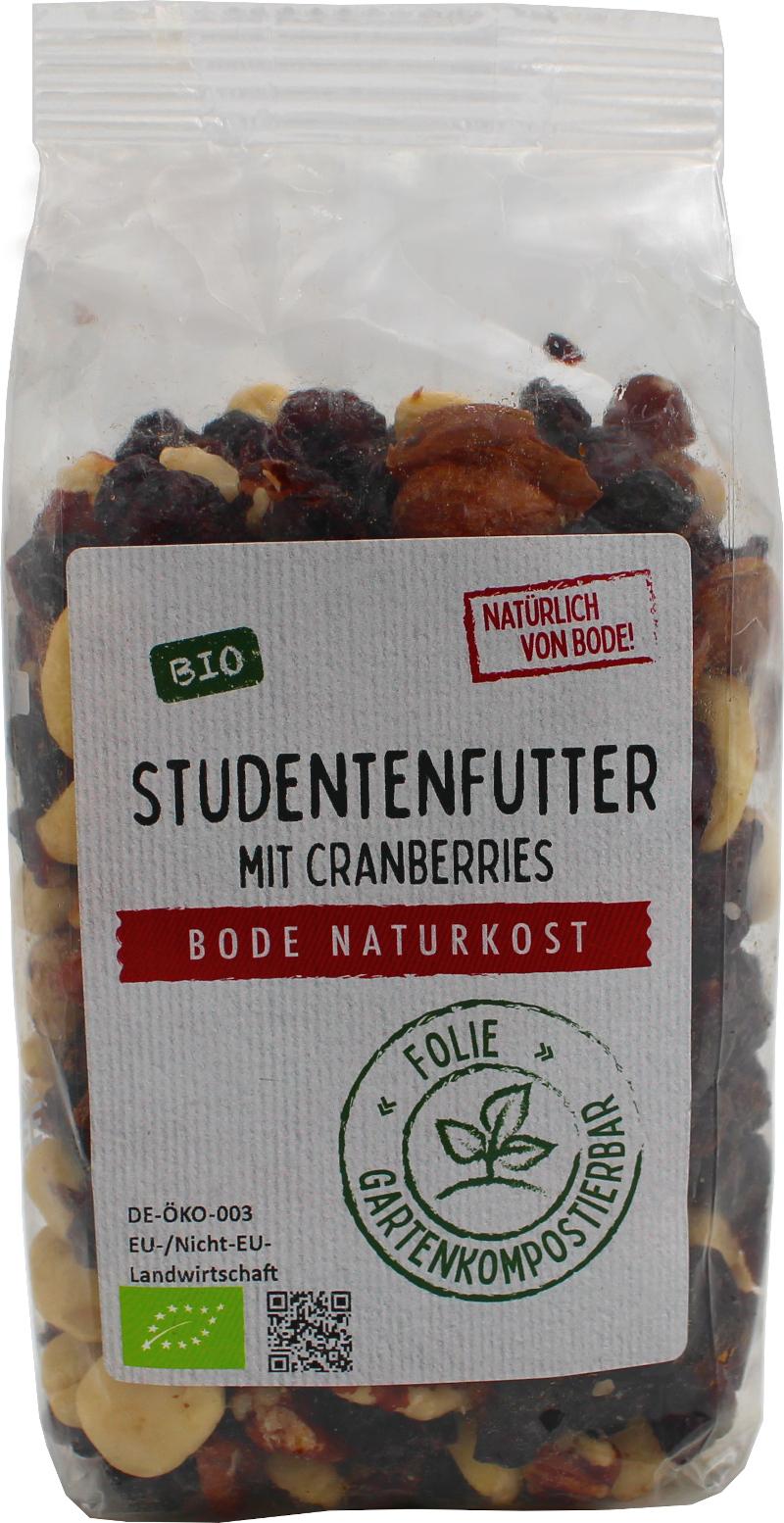 Mieszanka studencka z zurawina bio z orzechami pekan, opakowanie kompostowalne 6x250g