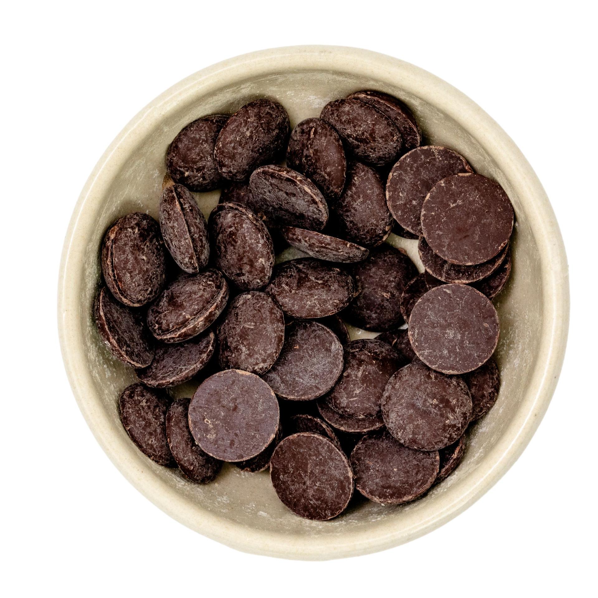 Ekologiczne czekoladowe krople gorzkie do spozywania i pieczenia (18 mm) bio 5 kg