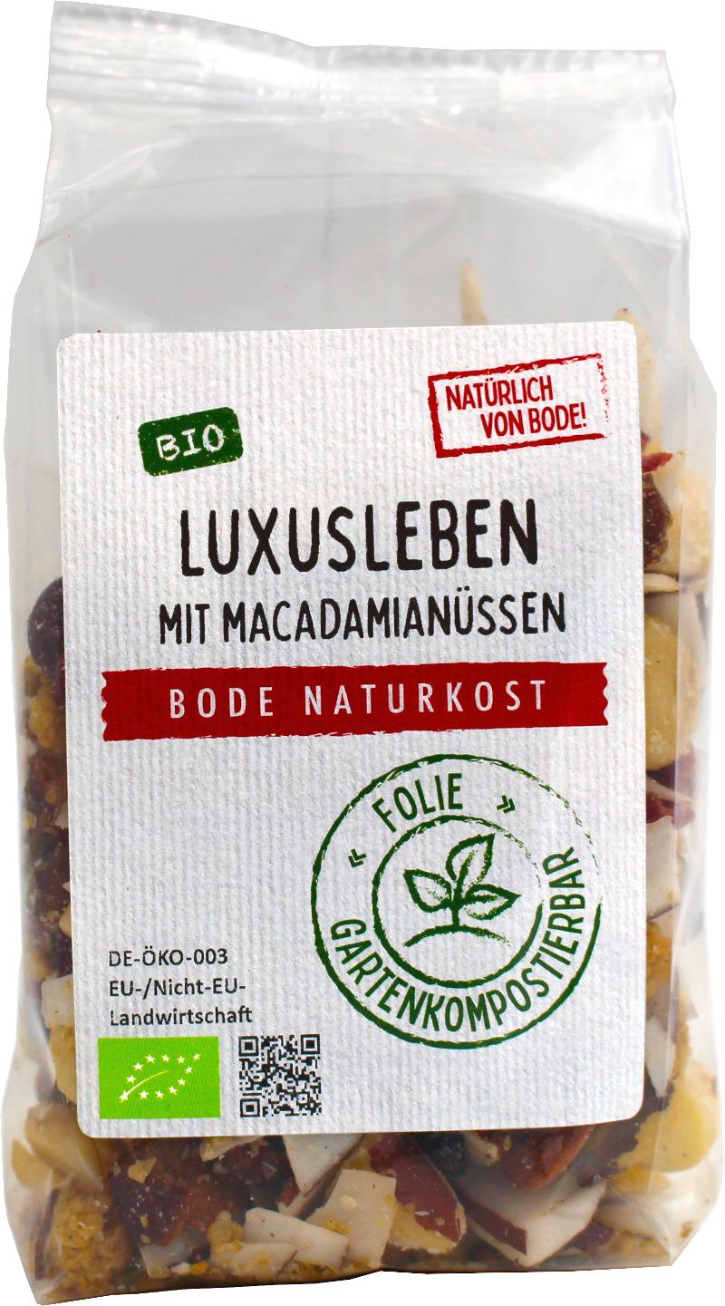 Luksusowe życie - Mieszanka Macadamia Bio - bez rodzynek - worek kompostowany w ogrodzie 175g