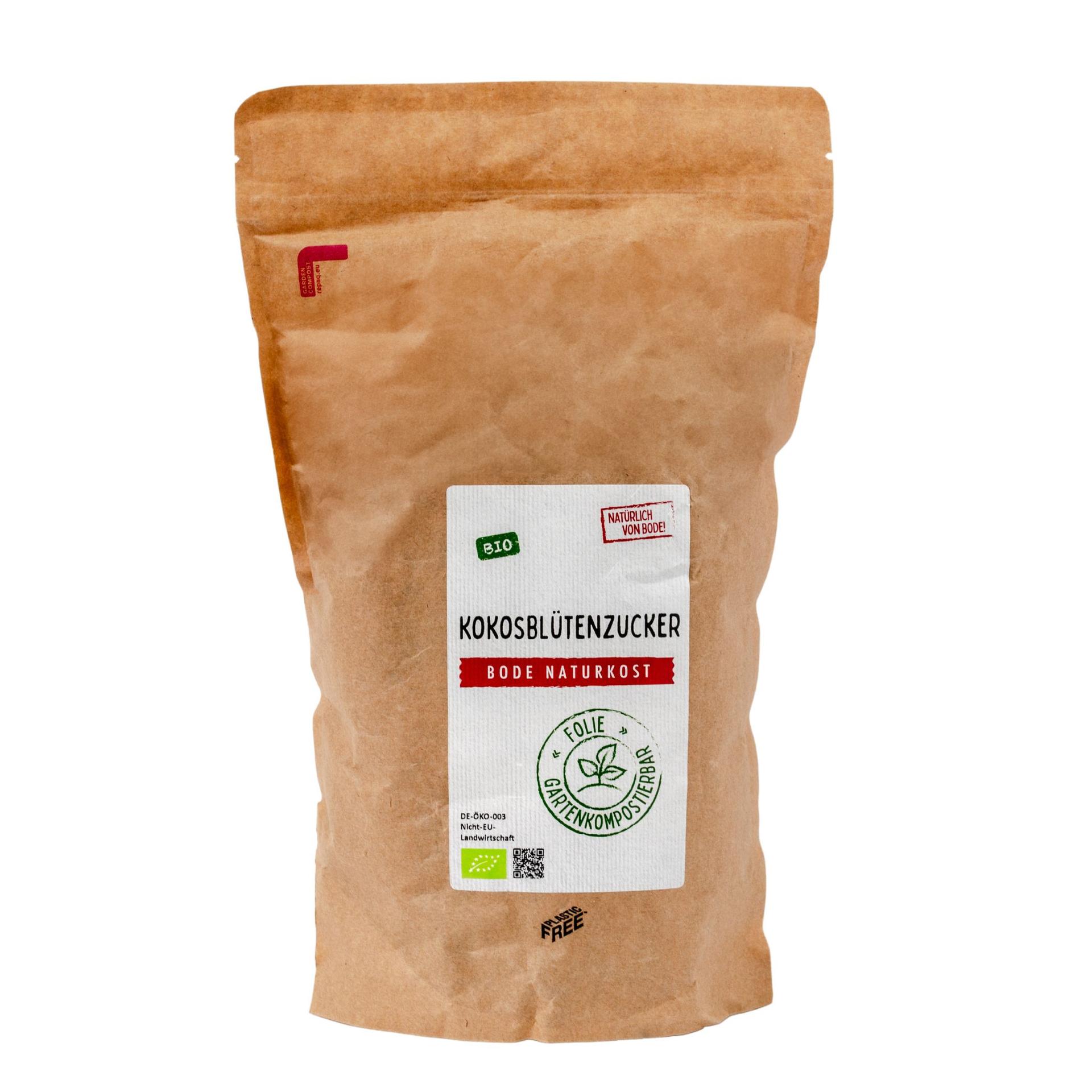Ekologiczny cukier kokosowy z kwiatu palmy w kompostowalnej torbie 6x800g