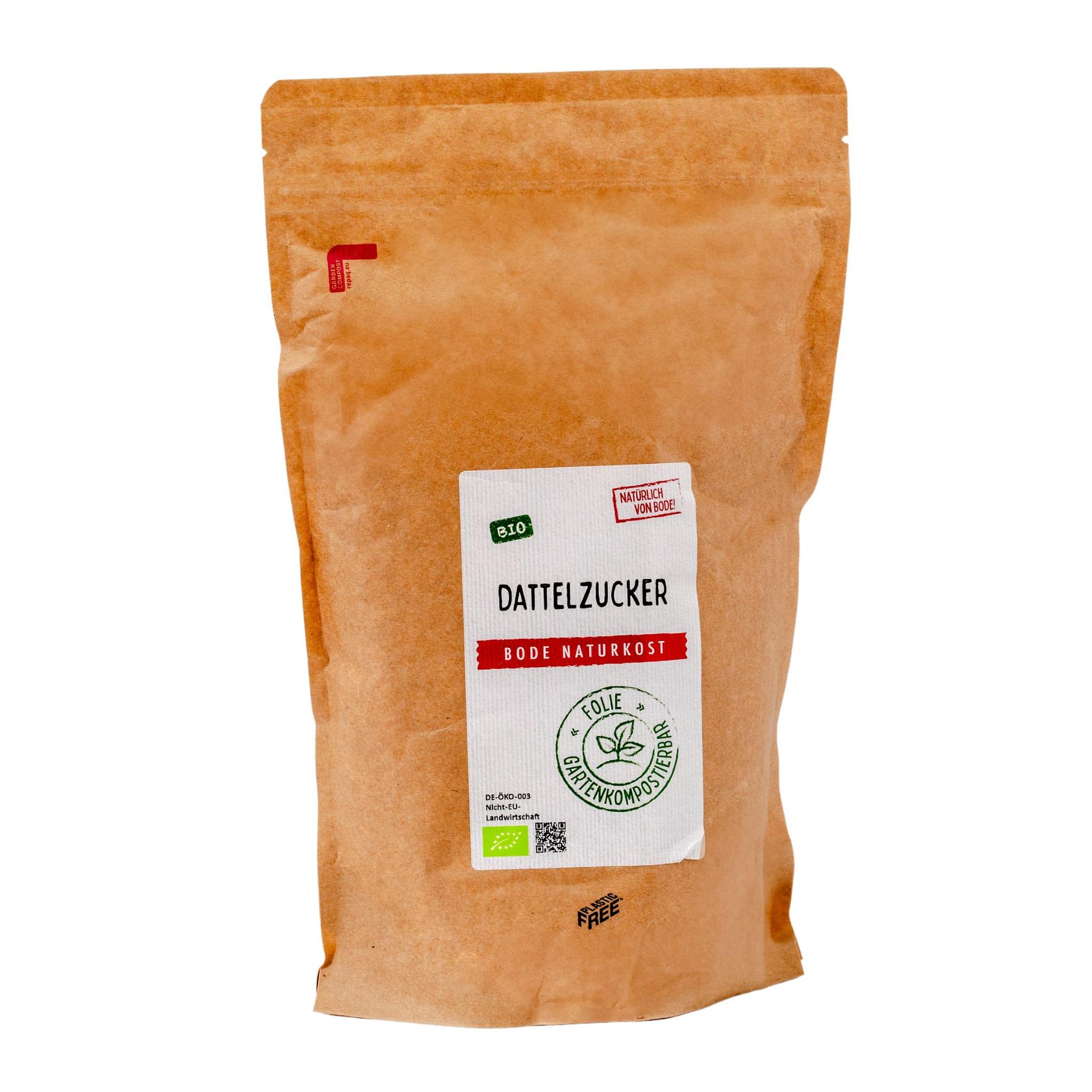 Ekologiczny cukier dattlowy w kompostowalnej torbie o masie 800g